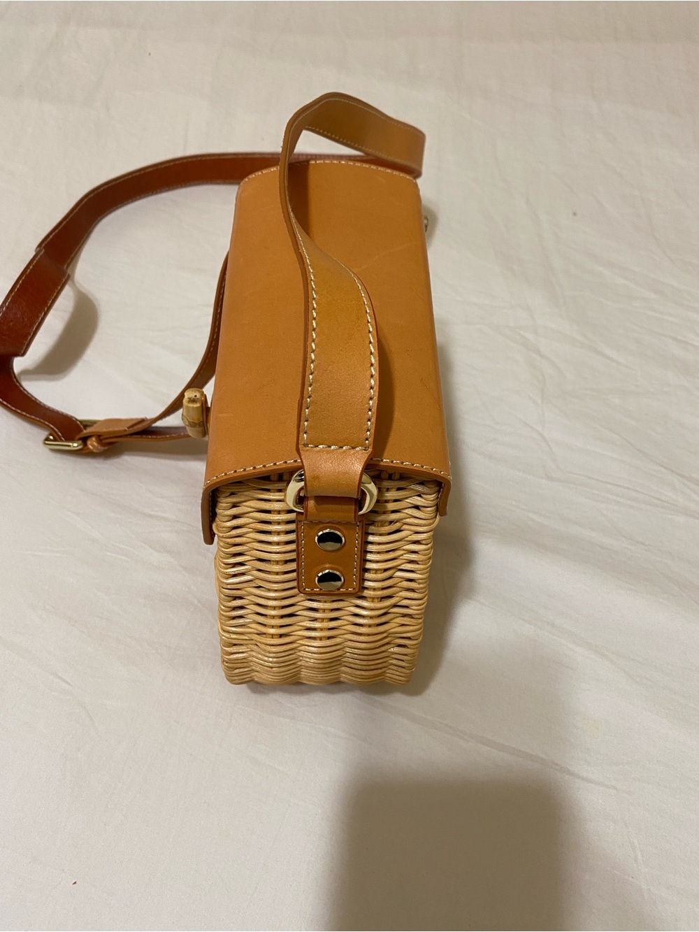 J. McLaughlin Leather and Woven Saddle crossbody Bag Size 3x7x8 - Picture 10 of 15